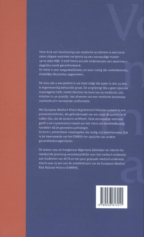 Achterkant van Voorkoming van medische accidenten