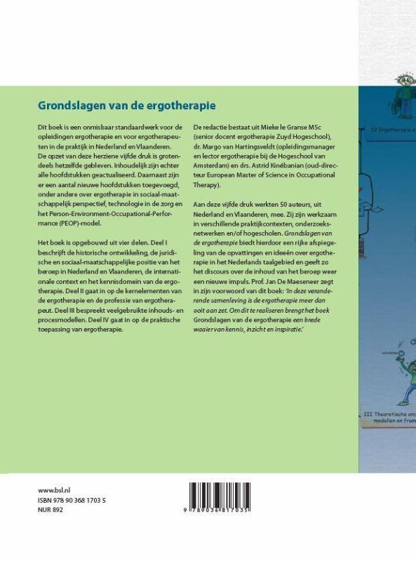 Achterkant van Grondslagen van de ergotherapie
