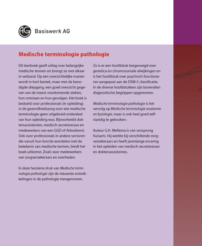 Achterkant van Medische terminologie pathologie
