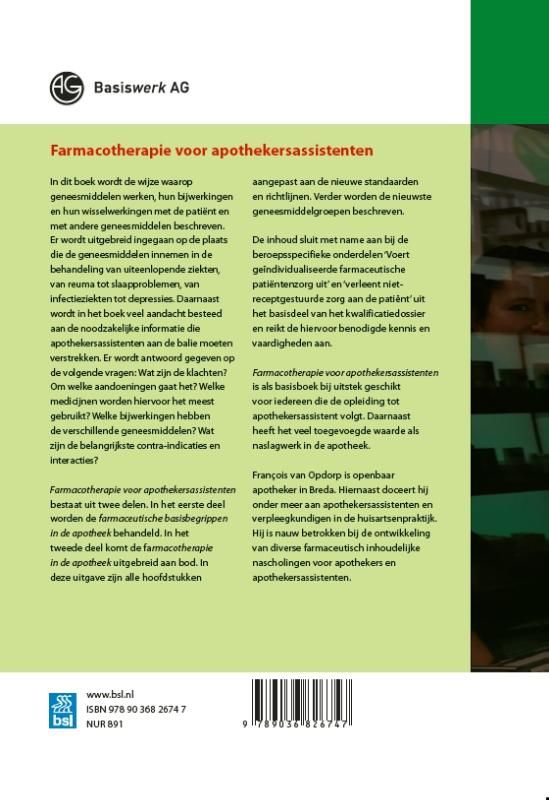 Achterkant van Farmacotherapie voor apothekersassistenten