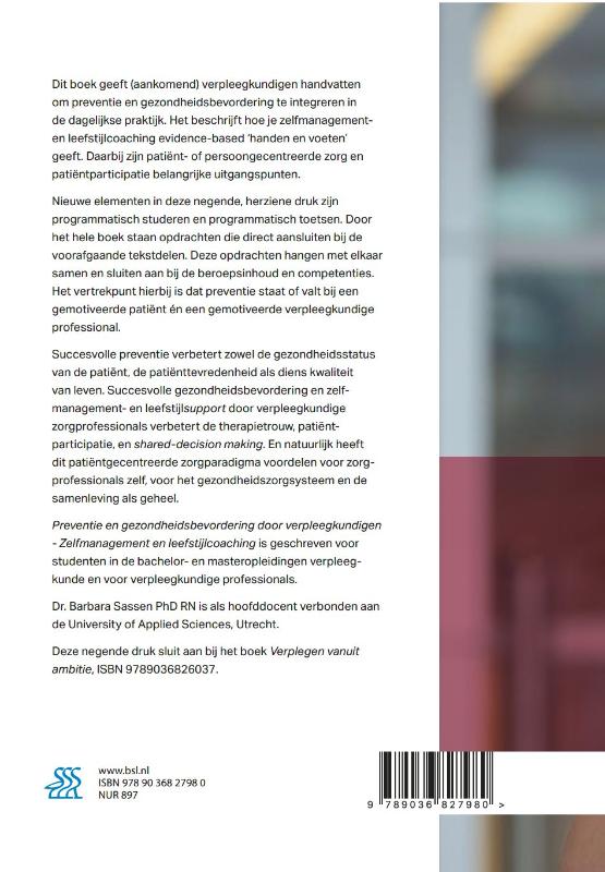 Achterkant van Preventie en gezondheidsbevordering door verpleegkundigen