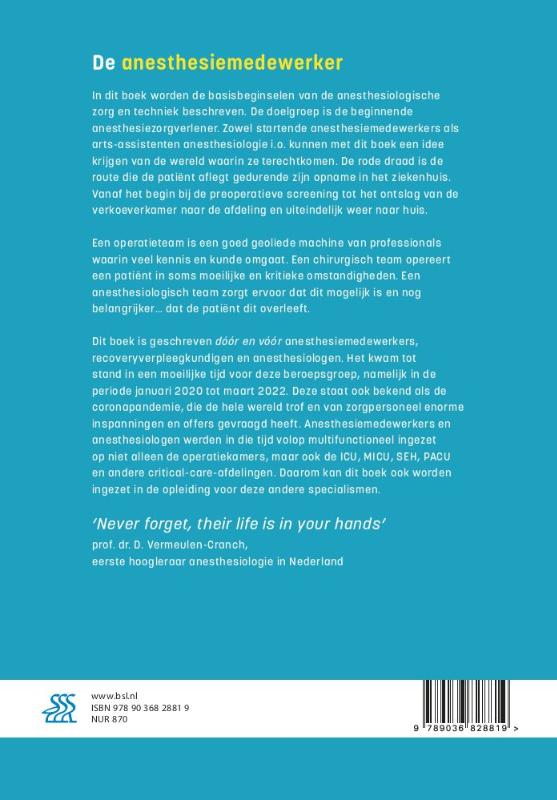 Achterkant van De anesthesiemedewerker