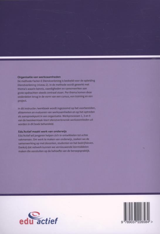 Achterkant van Organisatie van werkzaamheden