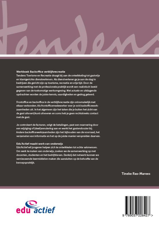 Achterkant van Werkboek Backoffice verblijfsrecreatie