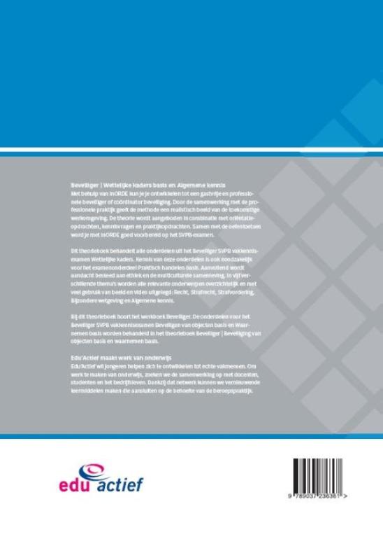 Achterkant van Theorieboek beveiliging van objecten basis en waarnemen basis