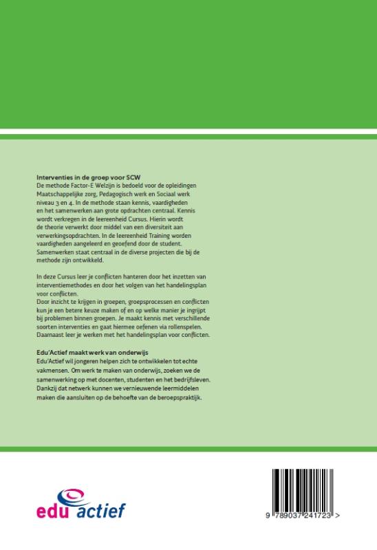 Achterkant van Interventies in de groep voor SCW