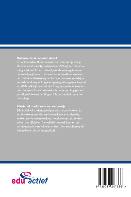 Achterkant van Keuzedeel Ondernemerschap mbo deel A folio