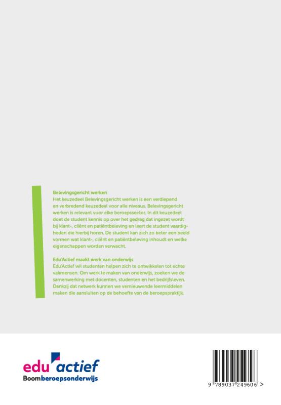 Achterkant van Keuzedeel Belevingsgericht werken folio