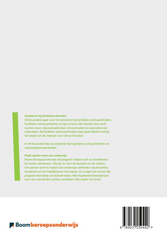Achterkant van Keuzedeel assisteren bij facilitaire diensten