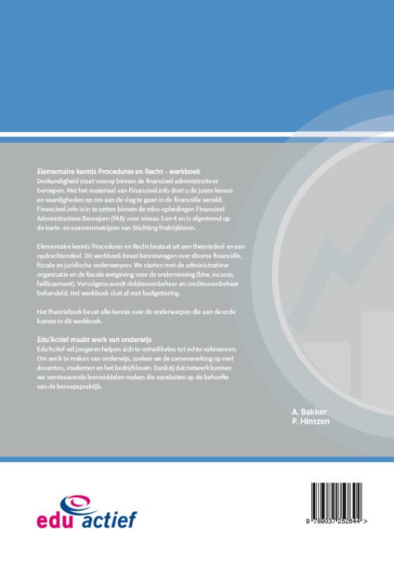 Achterkant van Elementaire kennis Procedures en Recht (set)