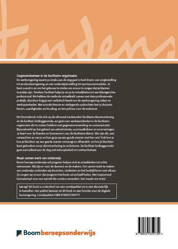 Achterkant van GEGEVENSBEHEER IN DE FACILITAIRE ORGANISATIE THEORIEBOEK