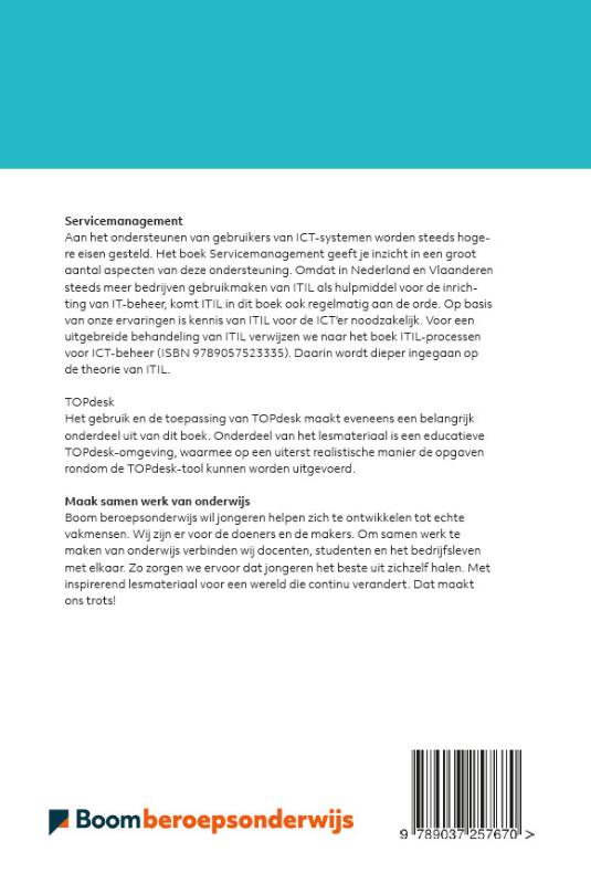 Achterkant van SERVICEMANAGEMENT