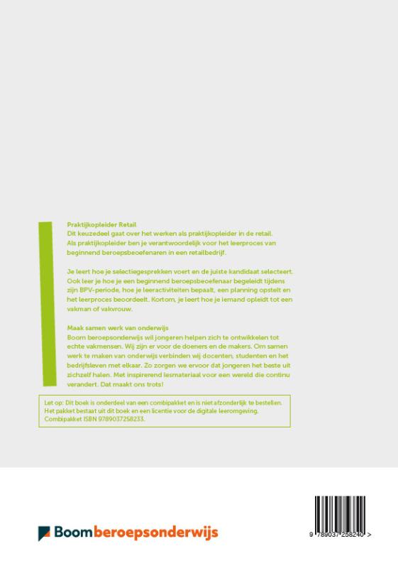 Achterkant van Keuzedeel Praktijkopleider Retail niveau 2 folio
