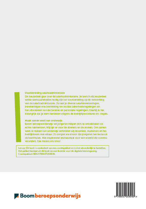 Achterkant van Voorbereiding salarisadministratie folio