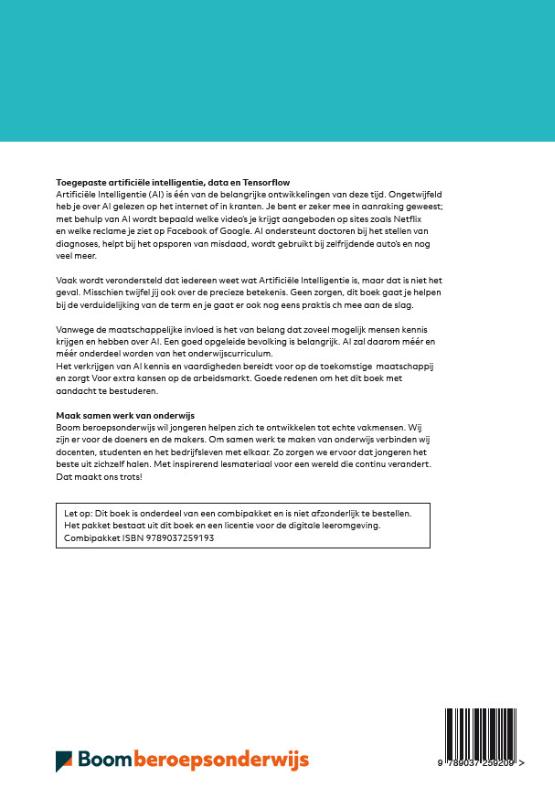 Achterkant van Toegepaste Artificiële Intelligentie, data en TensorFlow folio