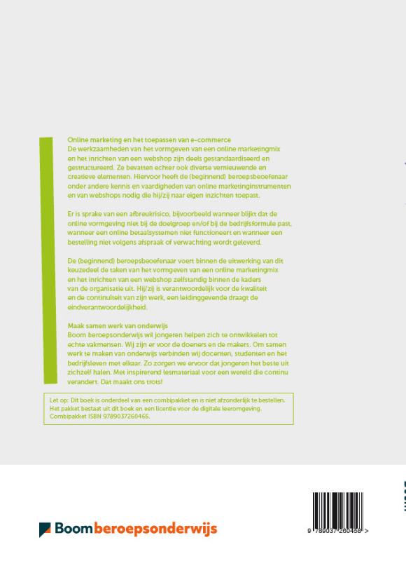 Achterkant van Online marketing en het toepassen van e-commerce folio