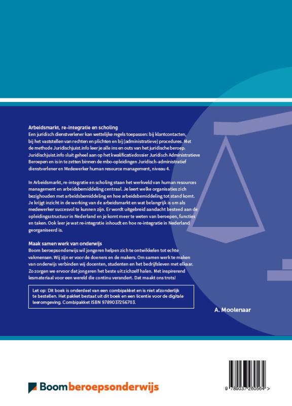 Achterkant van Arbeidsmarkt, re-integratie en scholing folio