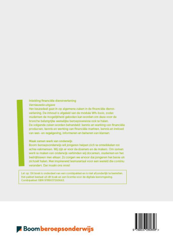 Achterkant van Inleiding financiële dienstverlening folio