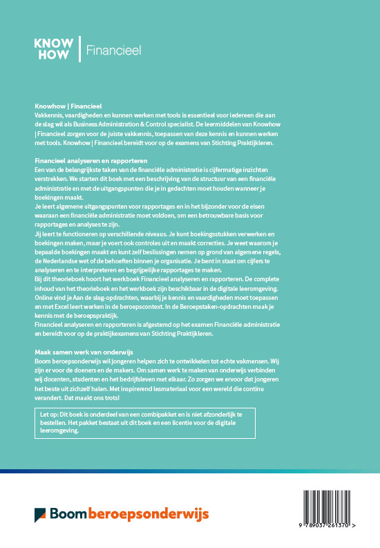 Achterkant van Financieel analyseren en rapporteren | combipakket