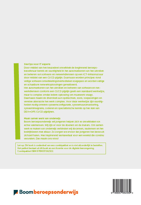 Achterkant van DevOps voor IT experts folio