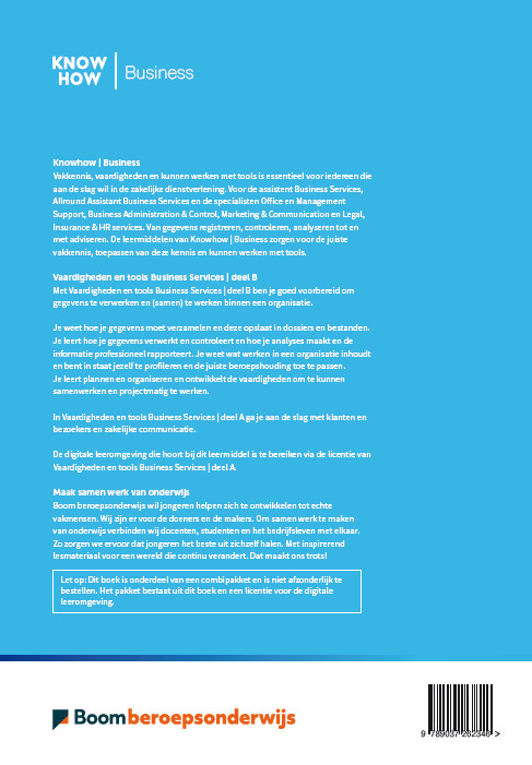 Achterkant van Vaardigheden en tools Business Services deel B | folio