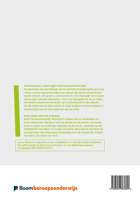 Achterkant van Keuzedeel Internationaal 1: overbruggen (interculturele) diversiteit folio