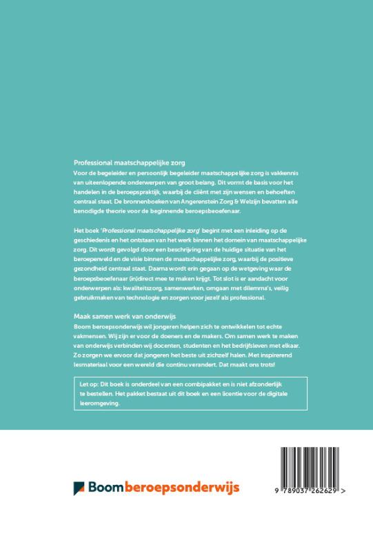 Achterkant van Professional maatschappelijke zorg combipakket