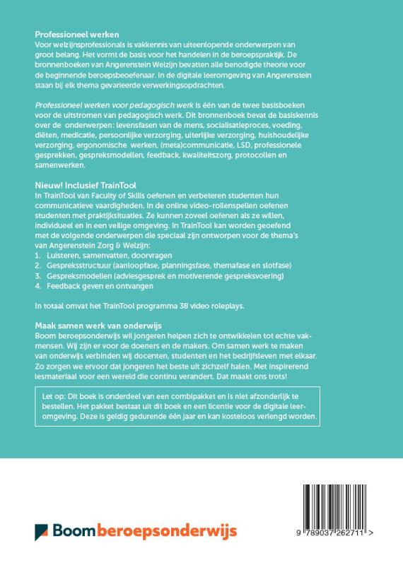 Achterkant van Professioneel werken voor pedagogisch werk nieuw | combipakket
