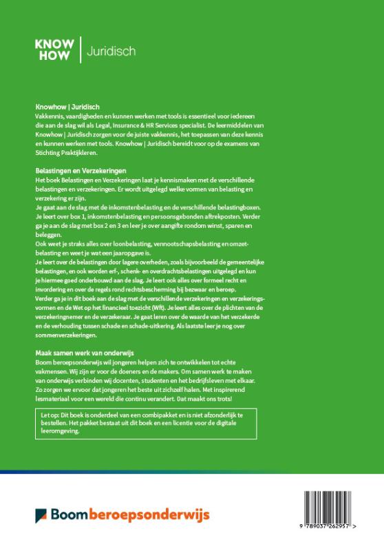Achterkant van Belastingen en verzekeringen | combipakket