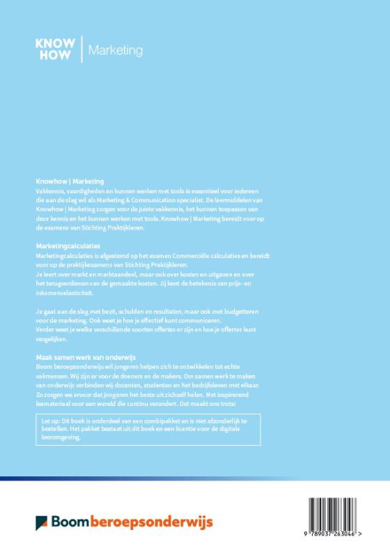 Achterkant van Marketingcalculaties | combipakket