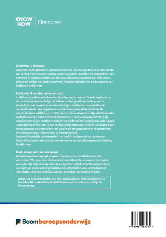 Achterkant van Basisboek Financiële administratie 1 | combipakket