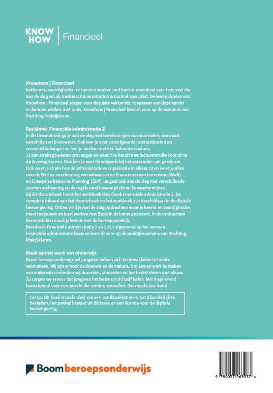 Achterkant van Basisboek Financiële administratie 2 | combipakket