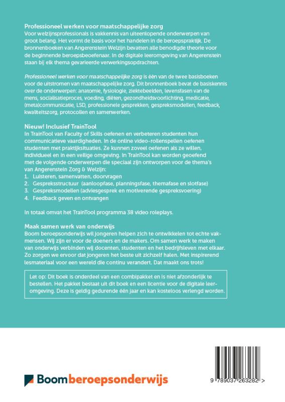 Achterkant van Professioneel werken voor maatschappelijke zorg nieuw | combipakket