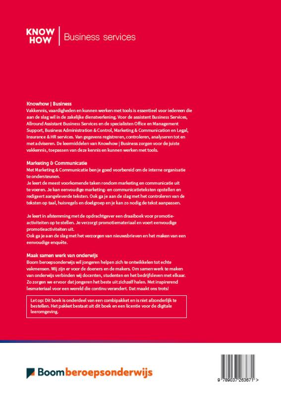 Achterkant van Marketing & Communicatie