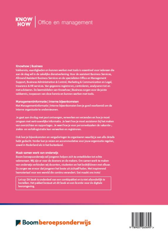 Achterkant van Managementinformatie | Interne bijeenkomsten | combipakket