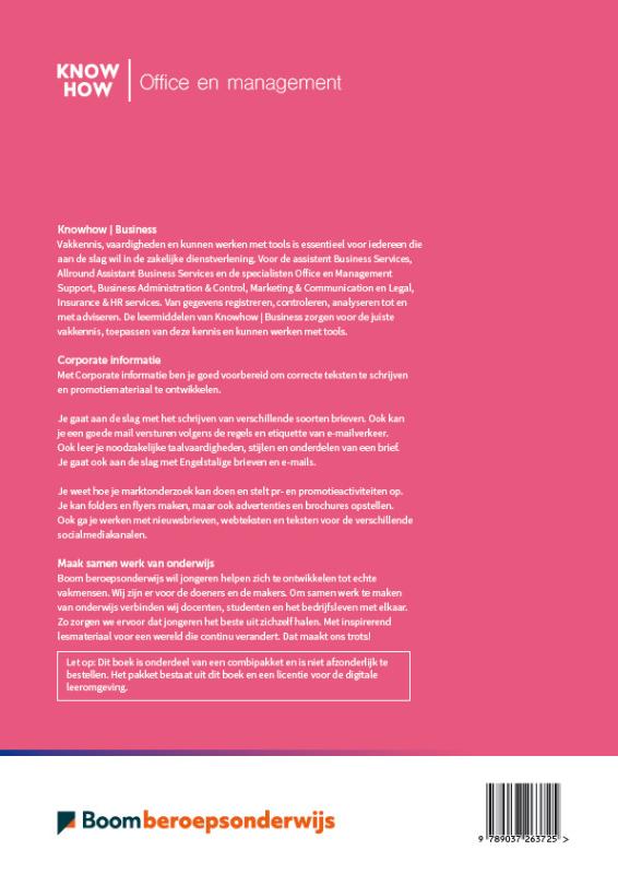 Achterkant van Corporate informatie
