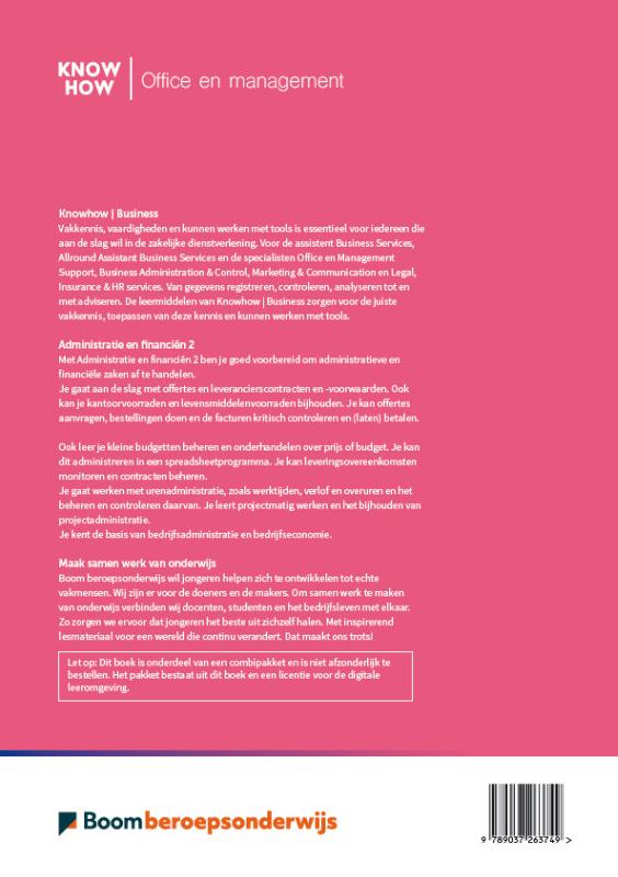 Achterkant van Administratie en financiën 2 | combipakket
