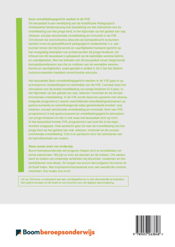 Achterkant van Basis ontwikkelingsgericht werken in de VVE combipakket