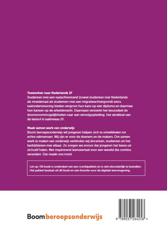 Achterkant van Keuzedeel Toewerken naar Nederlands 2F | combipakket