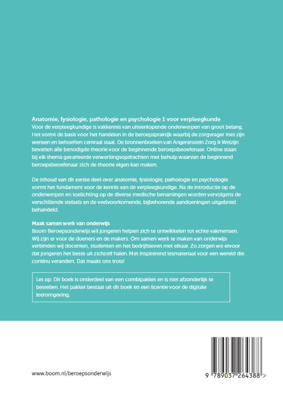 Achterkant van Anatomie, fysiologie, pathologie en psychologie 1 voor verpleegkunde | combipakket