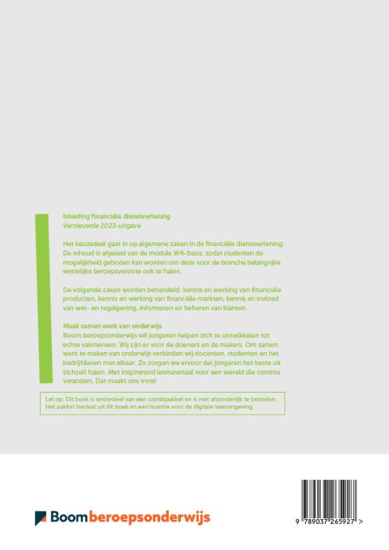 Achterkant van Inleiding financiële dienstverlening (2023) | combipakket