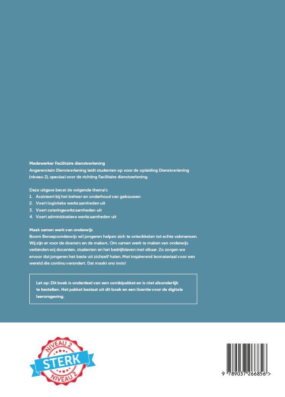 Achterkant van Angerenstein Facilitaire dienstverlening profieldeel | combipakket