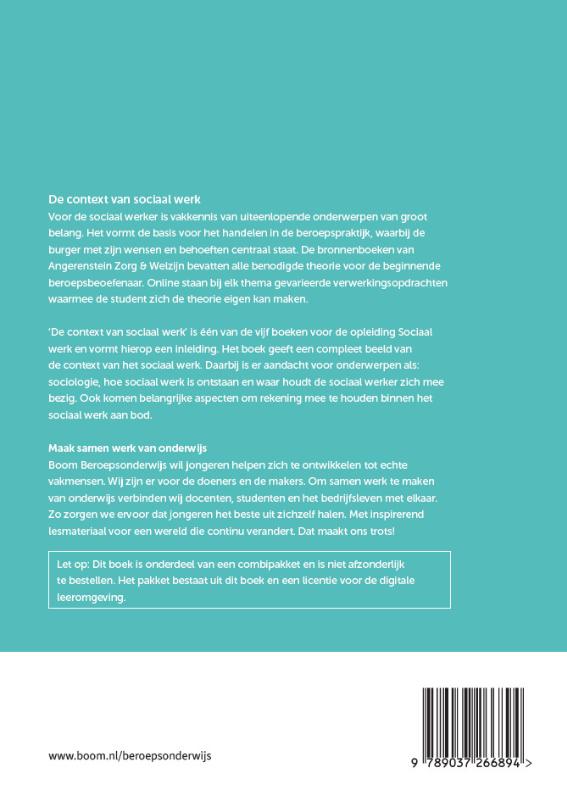 Achterkant van De context van sociaal werk | combipakket