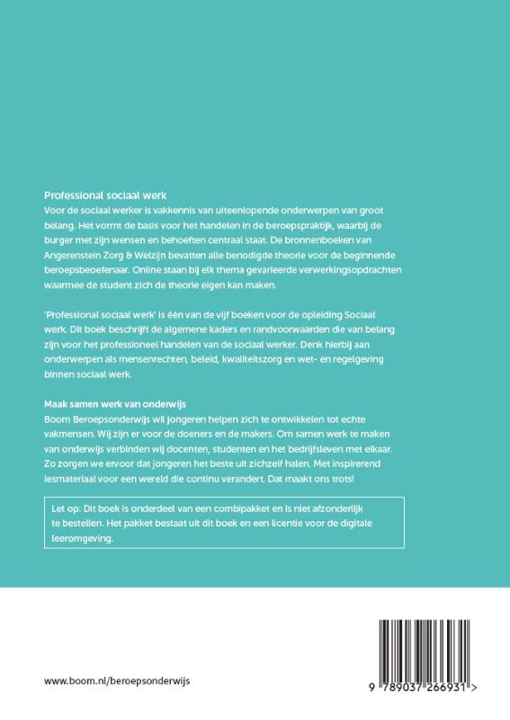 Achterkant van Professioneel sociaal werk | combipakket