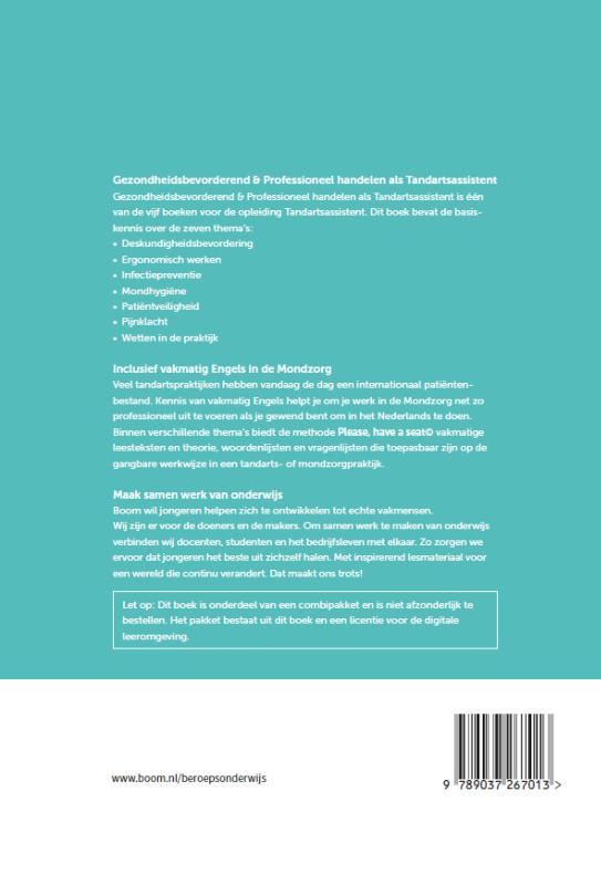 Achterkant van Gezondheidsbevorderend en professioneel handelen als TA | combipakket