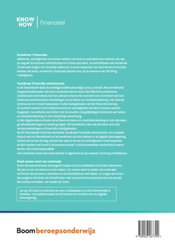 Achterkant van Handboek Financiele administratie incl. werkboek | editie 2024 | combipakket