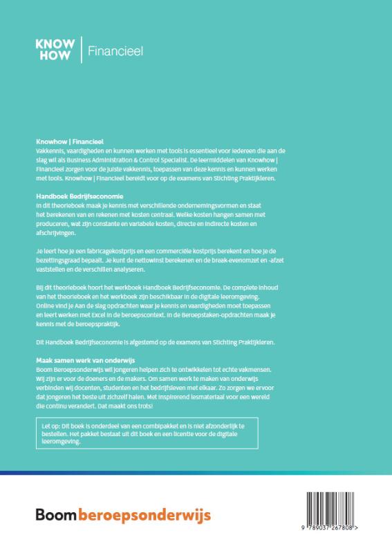 Achterkant van Handboek Bedrijfseconomie incl. werkboek | editie 2024 | combipakket
