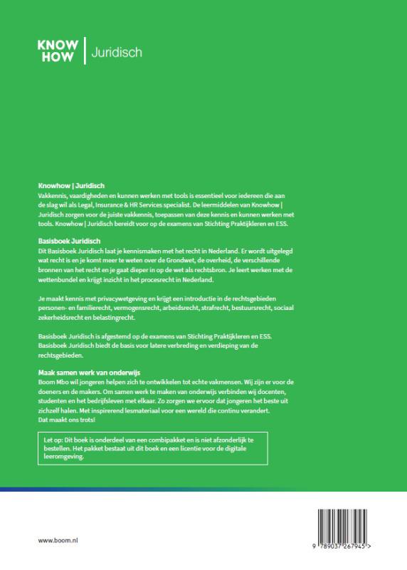 Achterkant van Basisboek Juridisch | versie 2025 | combipakket