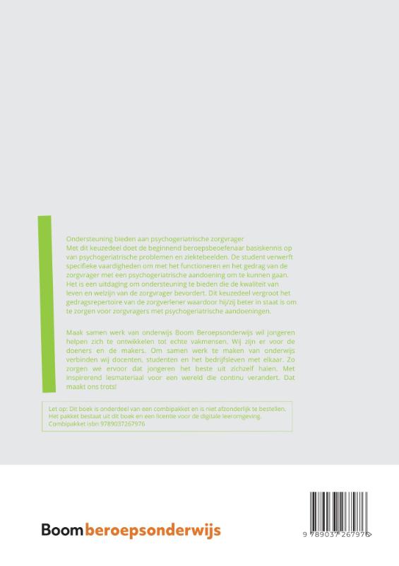 Achterkant van Ondersteuning bieden aan psychogeriatrische zorgvrager | combipakket