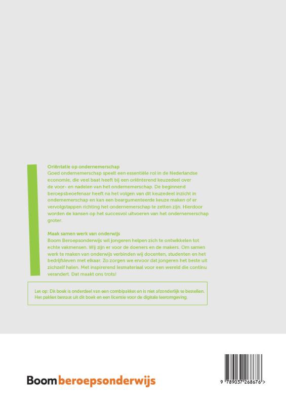 Achterkant van Oriëntatie op Ondernemerschap | combipakket